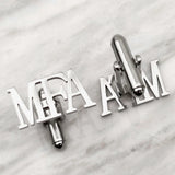 Custom Letter Cufflinks for Men, Stainless Steel Initials Logo Button