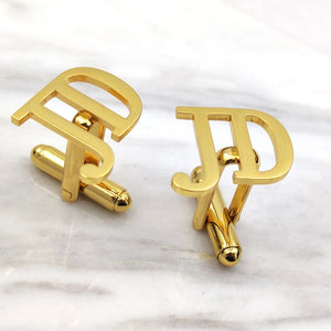 Custom Letter Cufflinks for Men, Stainless Steel Initials Logo Button