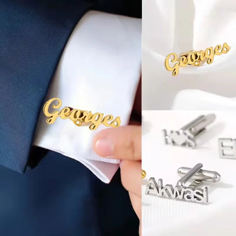 Personalized Stainless Steel Name Cufflinks for Women/Christmas Gift