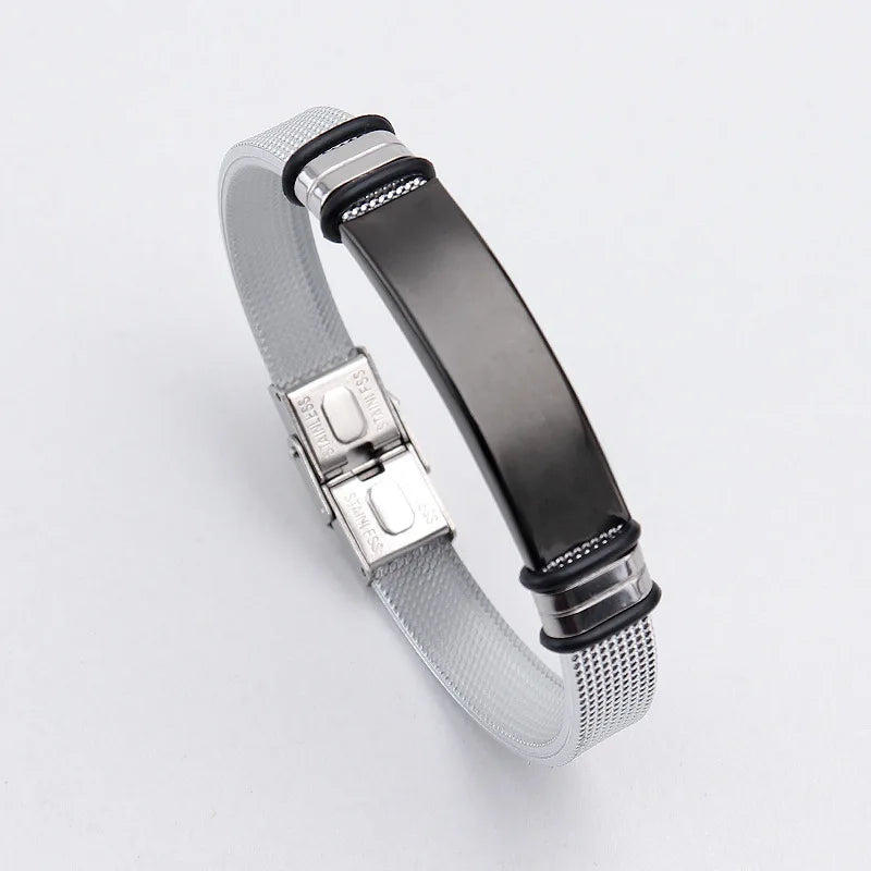 Men's Titanium Steel Mesh Bracelet - Engraved Jewelry