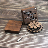 Walnut Wood Cufflink Display Box Portable Storage Case