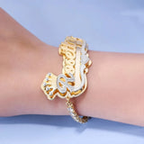 Two Tone Crown Heart Nameplate Bracelet