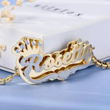 Two Tone Crown Heart Nameplate Bracelet