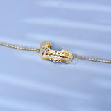 Two Tone Crown Heart Nameplate Bracelet