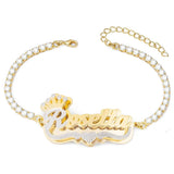 Two Tone Crown Heart Nameplate Bracelet