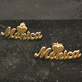 Heart Name Earring Studs - Stainless Steel Plated Earring Studs