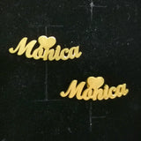 Heart Name Earring Studs - Stainless Steel Plated Earring Studs