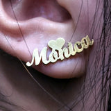 Heart Name Earring Studs - Stainless Steel Plated Earring Studs