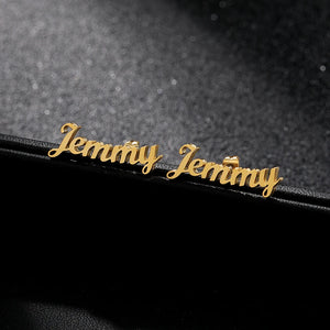 Personalized Name Earrings Stainless Steel Studs Couples BFF Wife