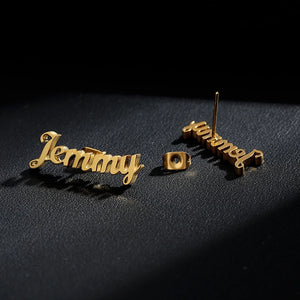 Personalized Name Earrings Stainless Steel Studs Couples BFF Wife