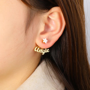 Personalized Nameplate Stud Earring Geometric Zircon Ear Accessories