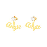 Personalized Nameplate Stud Earring Geometric Zircon Ear Accessories