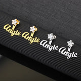 Personalized Nameplate Stud Earring Geometric Zircon Ear Accessories