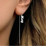 Name Earrings Linear Threader Long Tassel Dangling Stainless Steel Birthday's