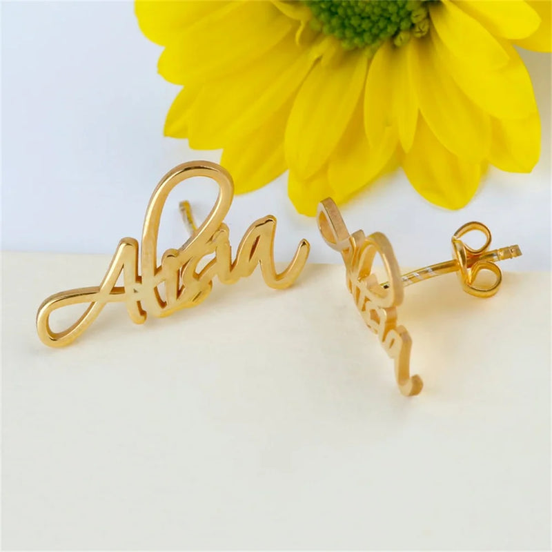 Personalized Name Earrings Stainless Steel Pin Women's Jewelry