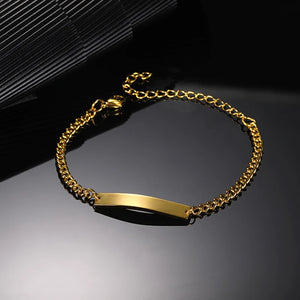 Personalized Engraved Cuban Chain Bracelet - Stainless Steel Bangle