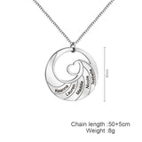 Personalized Family Name Necklace Stainless Steel Heart Pendant