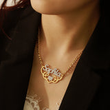 Fancy Double Plated Name Necklace With Heart Personalized 18K Plated Names