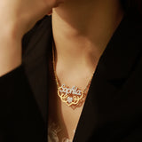 Fancy Double Plated Name Necklace With Heart Personalized 18K Plated Names