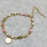 Freshwater Pearl Bracelet Gemstone Bangle Wedding CZ Charm Dainty Chain