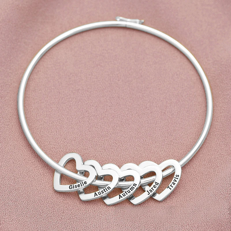 Heart Bangle Stainless Steel DIY Name Bracelet Mother's Gift