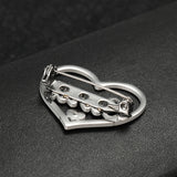 Heart Brooch Red Zircon Stainless Steel Letters Lapel Pin Badges