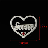 Heart Brooch Red Zircon Stainless Steel Letters Lapel Pin Badges
