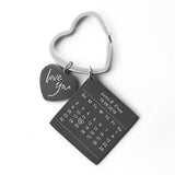 Personalized Couple Birth Date Calendar Key Chain Circle Key Ring