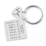 Personalized Couple Birth Date Calendar Key Chain Circle Key Ring