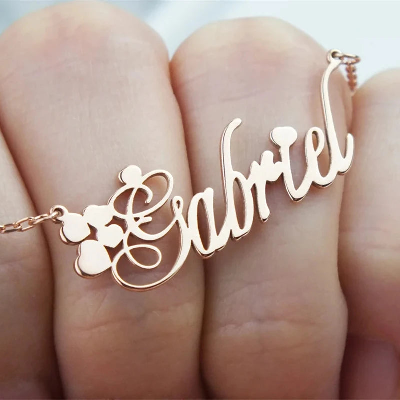 Heart Name Necklaces For Women Love Jewelry Personalized Nameplate Pendant