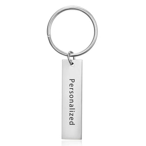 Personalised Stainless Steel KeyChain Men Women Jewelry Gift Engrave