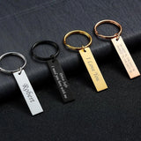 Personalised Stainless Steel KeyChain Men Women Jewelry Gift Engrave