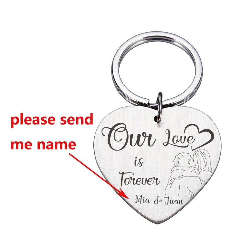 Personalized Name Keychains Couple Love Anniversary Gift for Boyfriend
