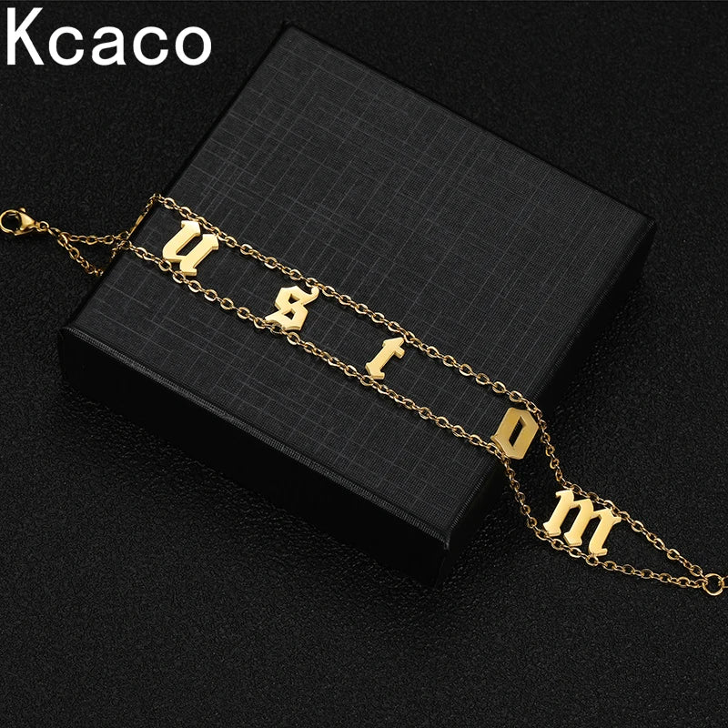 Custom Stainless Steel Letter Chain Bracelet for Men Women
