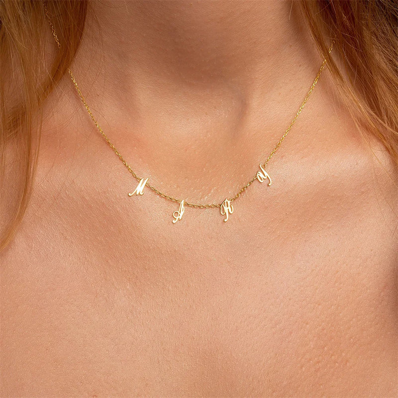 Name Letters Chain Necklace Stainless Steel Pendant Necklaces Couple Chain