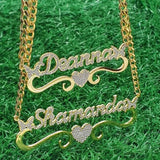 Personalized Nameplate Necklace Stainless Steel Zircon Pendant