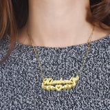 18K Double Wings Heart Double Layer Personalized Name Necklace for Women