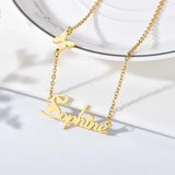Butterfly Choker Name Necklace Stainless Steel Letter Pendant Personalized Gift