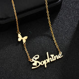 Butterfly Choker Name Necklace Stainless Steel Letter Pendant Personalized Gift