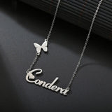 Butterfly Choker Name Necklace Stainless Steel Letter Pendant Personalized Gift