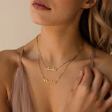 Name Necklace Choker Stainless Steel Double Layers Chain Pendant Necklace