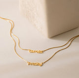 Name Necklace Choker Stainless Steel Double Layers Chain Pendant Necklace