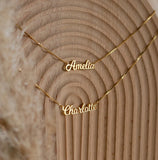 Name Necklace Choker Stainless Steel Double Layers Chain Pendant Necklace
