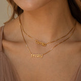 Name Necklace Choker Stainless Steel Double Layers Chain Pendant Necklace