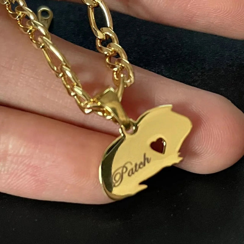 Personalized Pig Necklace with Heart Letter Chain Name Jewelry