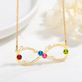 Infinity Name Necklace with Diamond Birthstone Personalized Jewelry