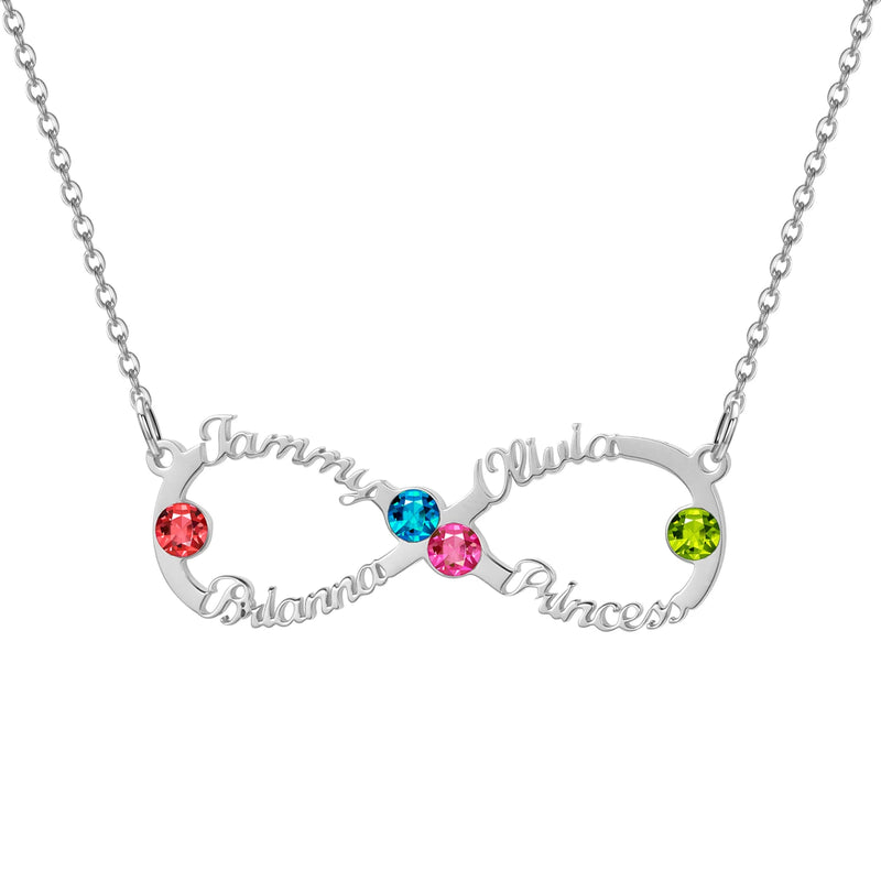 Infinity Name Necklace with Diamond Birthstone Personalized Jewelry