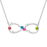 Infinity Name Necklace with Diamond Birthstone Personalized Jewelry