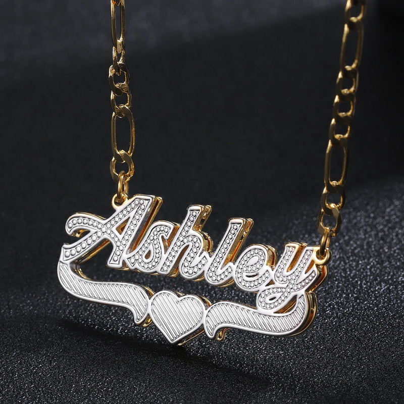 Double Layer Custom Name Necklace Women 18K Plated Choker