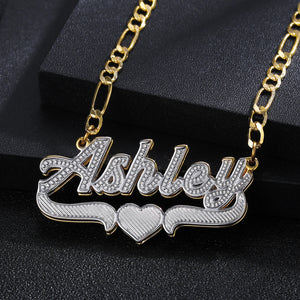 Double Layer Custom Name Necklace Women 18K Plated Choker